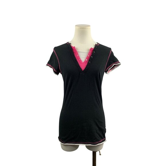 Anxiety Black & Pink Combo Top Large Y2K Style - Picture 1 of 6